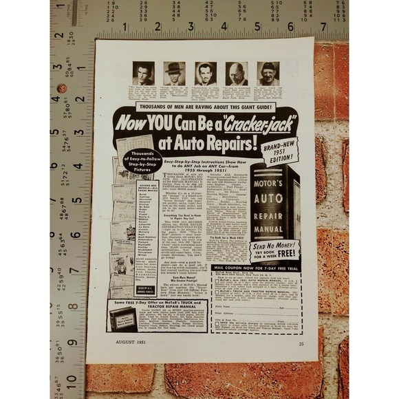 1951 Print Ad Crackerjack Mechanic Guide Tune-Up MCM Ephemera - Picture 3 of 9